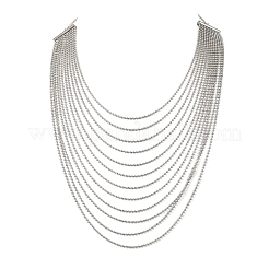 304 Stainless Steel Ball Chain Multi Layered Necklaces for Women&nbsp;NJEW-G194-02P