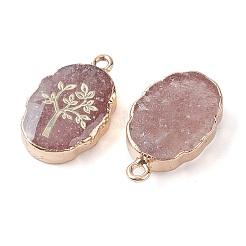 Natural Strawberry Quartz Oval Pendants&nbsp;G-C102-07G-04