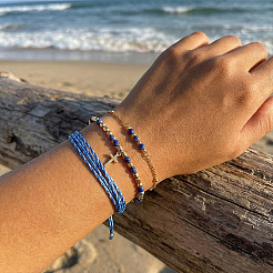 3Pcs Adjustable Natural Lapis Lazuli Beaded Braided Bracelet Sets&nbsp;IL6512-3