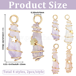 8Pcs 4 Colors Electroplated Natural Quartz Crystal Dyed Copper Wire Wrapped Pendants&nbsp;G-BM0001-01