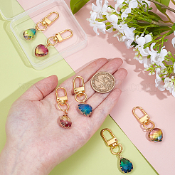 6Pcs 6 Styles Heart/Teardrop K9 Glass Imitation Tourmaline Pendants Decoration&nbsp;HJEW-NB00204