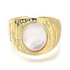 Rack Plating Brass Shell Open Cuff Rings for Women&nbsp;RJEW-M022-08G