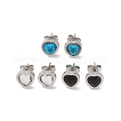 3 Pairs 3 Colors 304 Stainless Steel Heart Stud Earrings for Women&nbsp;EJEW-K279-07P-01