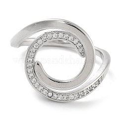 Rack Plating Brass Micro Pave Cubic Zirconia Open Cuff Rings for Women&nbsp;RJEW-Z059-31P