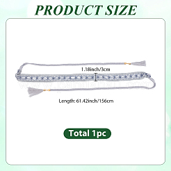 1Pc Cotton and Linen Flower Lace Tassel Waist Belly Belts&nbsp;AJEW-GF0012-32A