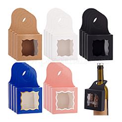 20Pcs 5 Styles Square Kraft Paper Festival Gift Storage Boxes with PVC Window and Hole Handle&nbsp;CON-PH0003-04