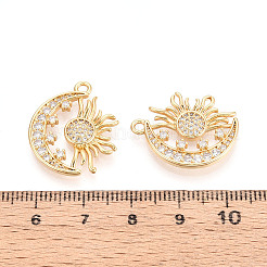 Brass Pave Cubic Zirconia Pendants&nbsp;KK-T074-95B-G