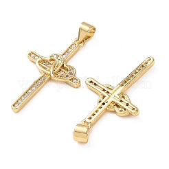 Rack Plating Brass Micro Pave Cubic Zirconia Pendants&nbsp;ZIRC-C040-45G-02