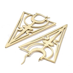 304 Stainless Steel Hollow Triangle with Cross Hoop Earrings for Women&nbsp;LS-EJEW-R156-09G