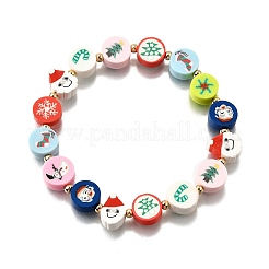 Handmade Polymer Clay Christmas Theme Beaded Stretch Bracelets for Women&nbsp;BJEW-TA00655