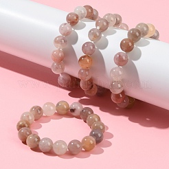 12MM Natural Quartz Round Beaded Stretch Bracelets for Women&nbsp;BJEW-G756-02B