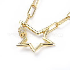Brass Paperclip Chain Necklaces&nbsp;NJEW-JN02739-03