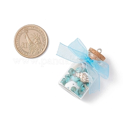 6Pcs 6 Styles Clear Glass Wishing Bottle with Mixed Stone Chip and Natural Shell Inside Pendants&nbsp;PALLOY-JF04165