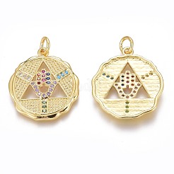 Brass Micro Pave Colorful Cubic Zirconia Pendants&nbsp;ZIRC-Z008-17G