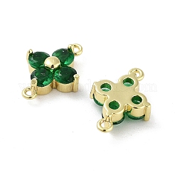 Rack Plating Brass Pave Cubic Zirconia Connector Charms&nbsp;KK-H474-20G-01