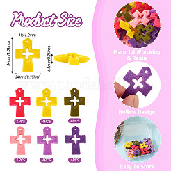 24Pcs 6 Colors Flocking Resin Hollow Pendants&nbsp;RESI-TA0002-76