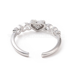 Clear Cubic Zirconia Heart Open Cuff Ring&nbsp;RJEW-E072-22P