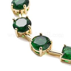 Rack Plating Brass Pave Cubic Zirconia Flat Round & Rectangle Link Necklaces for Women&nbsp;NJEW-B109-01G-01