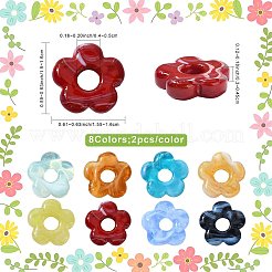 16Pcs 8 Colors Two Tone Handmade Lampwork European Beads&nbsp;LAMP-FS0001-83