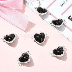 6Pcs Eco-Friendly Alloy Glass Heart Links connector Charms&nbsp;GLAA-YW0005-10