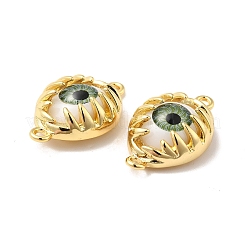 Evil Eye Resin Brass Connector Charms&nbsp;RESI-E026-01G-04