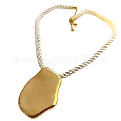 304 Stainless Steel Big Pendant RoundPolycotton Twisted Cord Necklaces for Women&nbsp;WG3C3B3-04