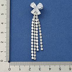 Bowknot Brass Rhinestone Tassel Big Pendants&nbsp;KK-I715-02S-03