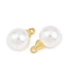 Brass & ABS Plastic Imitation Pearl Pendants&nbsp;KK-Z151-13G