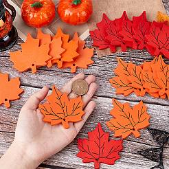 18Pcs 3 Colors Autumn Spray Painted Wood Big Pendants&nbsp;WOOD-GA0001-53
