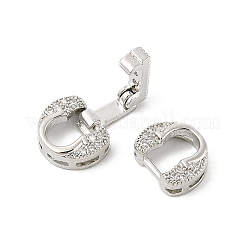 Brass Micro Pave Clear Cubic Zirconia Fold Over Clasps&nbsp;KK-U059-14P