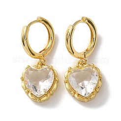 Valentine's Day Heart Brass & Glass Hoop Earrings&nbsp;EJEW-Z164-23G-03