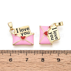 Brass with Enamel Pendants&nbsp;KK-T073-58B-G