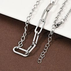 304 Stainless Steel Paperclip Chain Twisted Chain Cable Chain Necklaces for Women Men&nbsp;NJEW-A053-01P