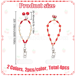 4Pcs 2 Style Glass & Acrylic Mobile Straps&nbsp;HJEW-HY00113