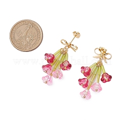 Glass Beads Flower Dangle Stud Earrings&nbsp;EJEW-TA00595