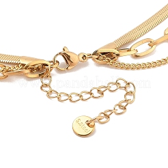 Golden Tone 304 Stainless Steel 3 Layer Necklaces for Women&nbsp;NJEW-A032-03G-02