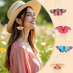 4 Pairs 4 Colors Butterfly Alloy & Acrylic Hoop Earrings&nbsp;EJEW-TA0001-88A