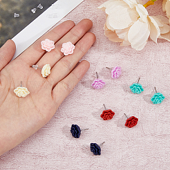 6 Pairs 6 Colors 3D Flower Polymer Clay Stud Earrings with 304 Stainless Steel Pins&nbsp;EJEW-FI0003-13