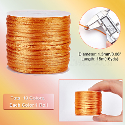 10 Rolls 10 Colors Nylon Satin Rattail Cords&nbsp;NWIR-PH0002-08A