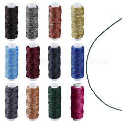 12 Rolls 12 Colors Round Waxed Polyester Twisted Cord&nbsp;YC-CL0001-03B