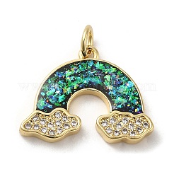 Rack Plating Brass Micro Pave Cubic Zirconia with Synthetic Opal Pendants&nbsp;KK-D088-28G