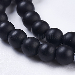 Synthetic Black Stone Beads Strands&nbsp;G-R345-6mm-38-1