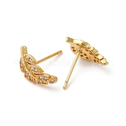 Clear Cubic Zirconia Feather Stud Earrings&nbsp;EJEW-P196-15G-1