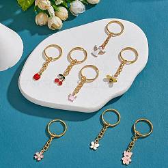 8Pcs Alloy Enamel Pendants Keychain&nbsp;KEYC-SW00003-02