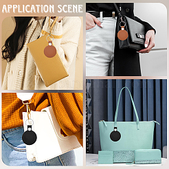 2Pcs 2 Colors Flat Round Leather Photocard Sleeve Keychains&nbsp;AJEW-CL0002-43