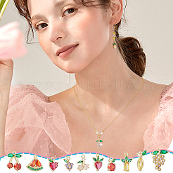 10Pcs 10 Styles Brass Pave Cubic Zirconia Pendants&nbsp;KK-NB0004-13