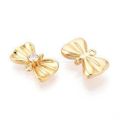 Brass Pave Clear Cubic Zirconia Connector Charms&nbsp;KK-N272-12G