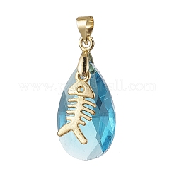 Ocean Themes Alloy & Glass Teardrop Pendants&nbsp;PALLOY-JF03880