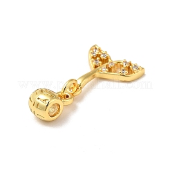 Rack Plating Brass Micro Pave Clear Cubic Zirconia Pendants&nbsp;ZIRC-H125-01G