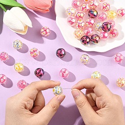 40Pcs Printed Transparent Acrylic Beads&nbsp;MACR-YW0004-65